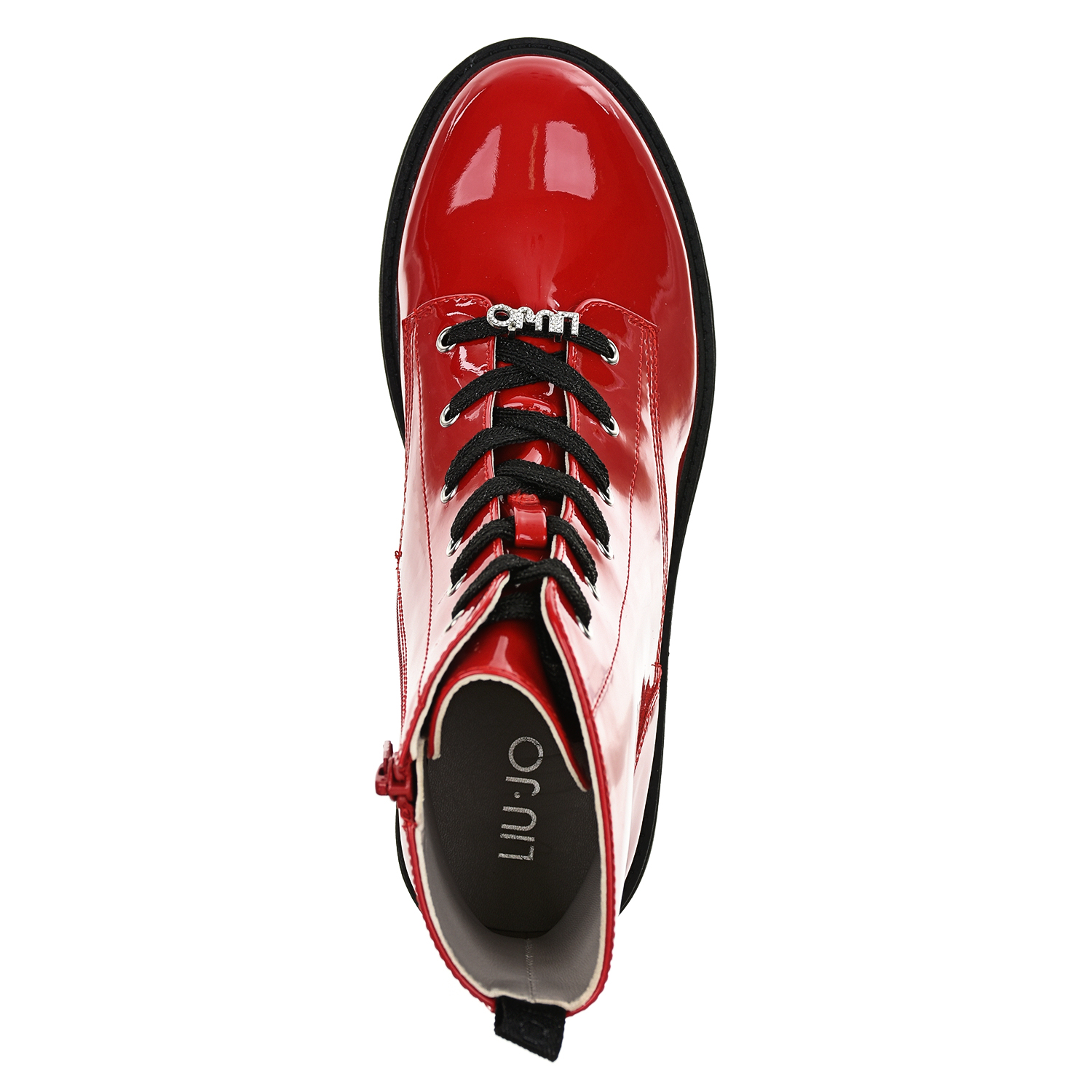 Лаковые ботинки с логотипом из страз Liu Jo детские, размер 29, цвет красный - фото 5