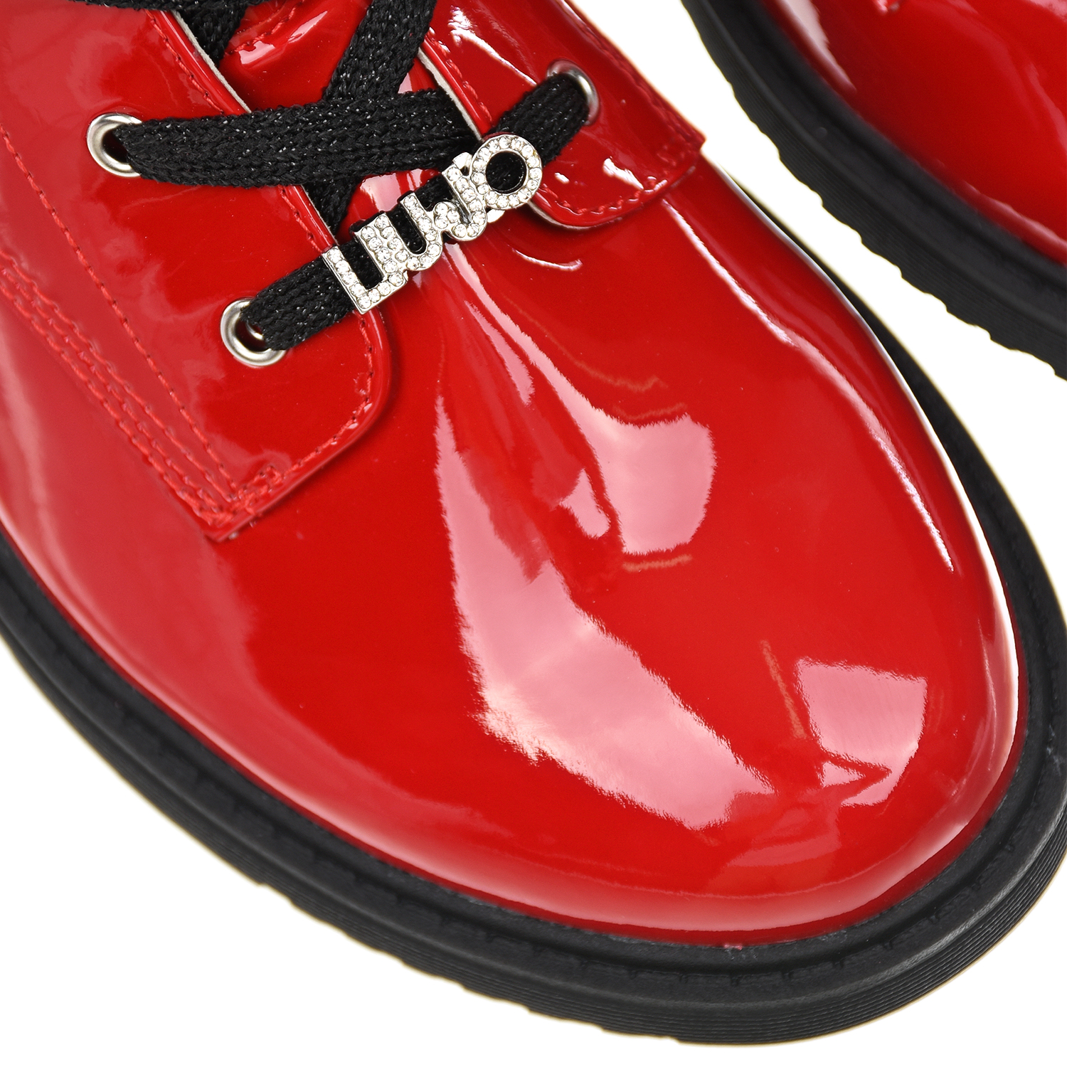 Лаковые ботинки с логотипом из страз Liu Jo детские, размер 29, цвет красный - фото 7