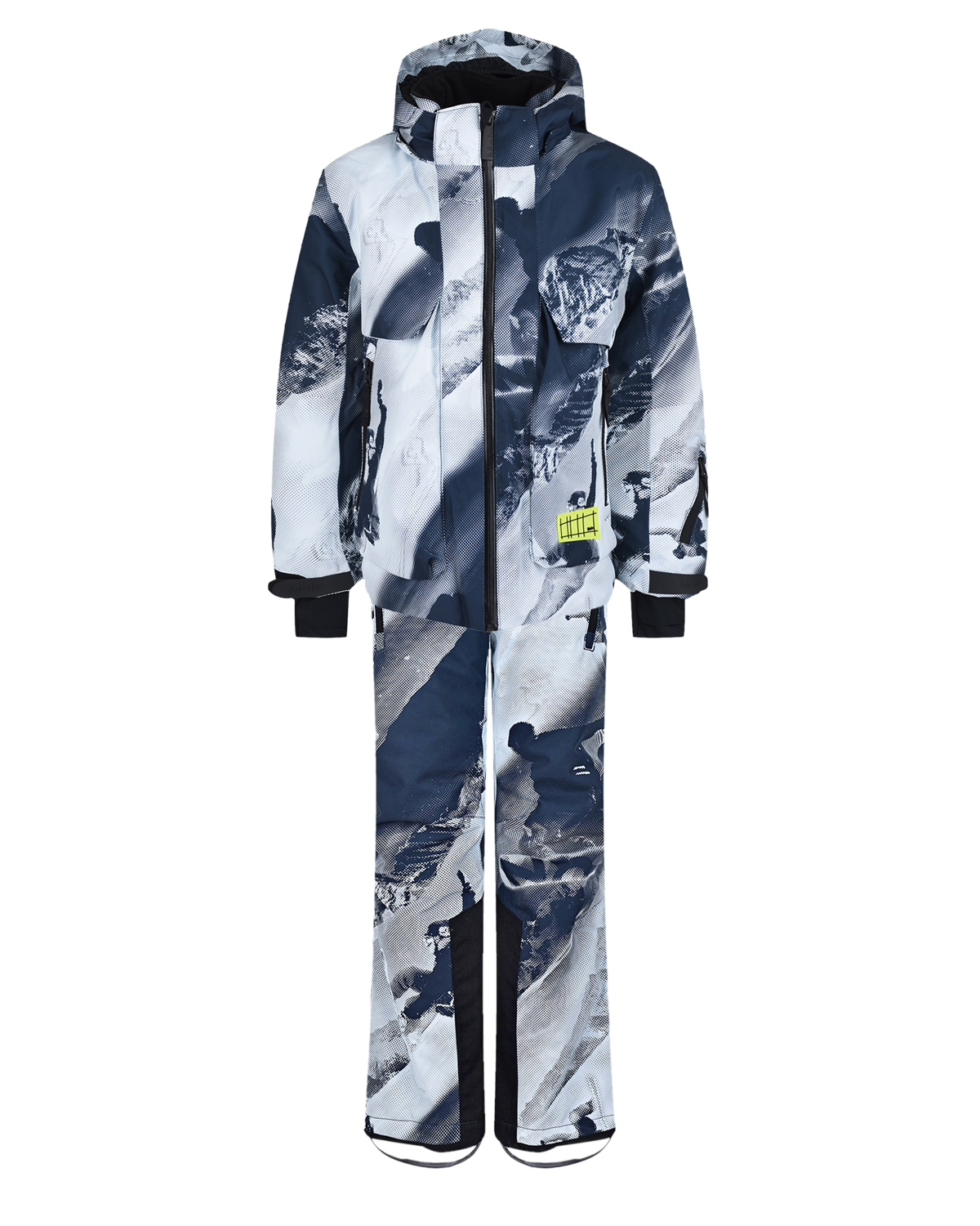 Комплект с принтом "лыжники" (куртка, брюки, подтяжки) Molo детский, размер 140, цвет нет цвета