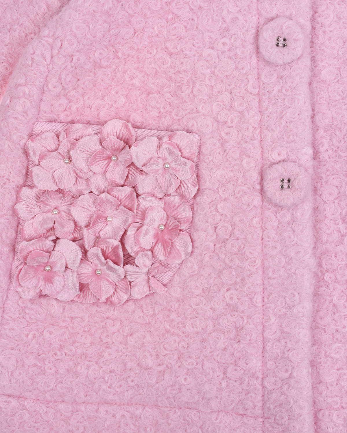 Пальто с цветочной отделкой на карманах Monnalisa детское, размер 92 - фото 3