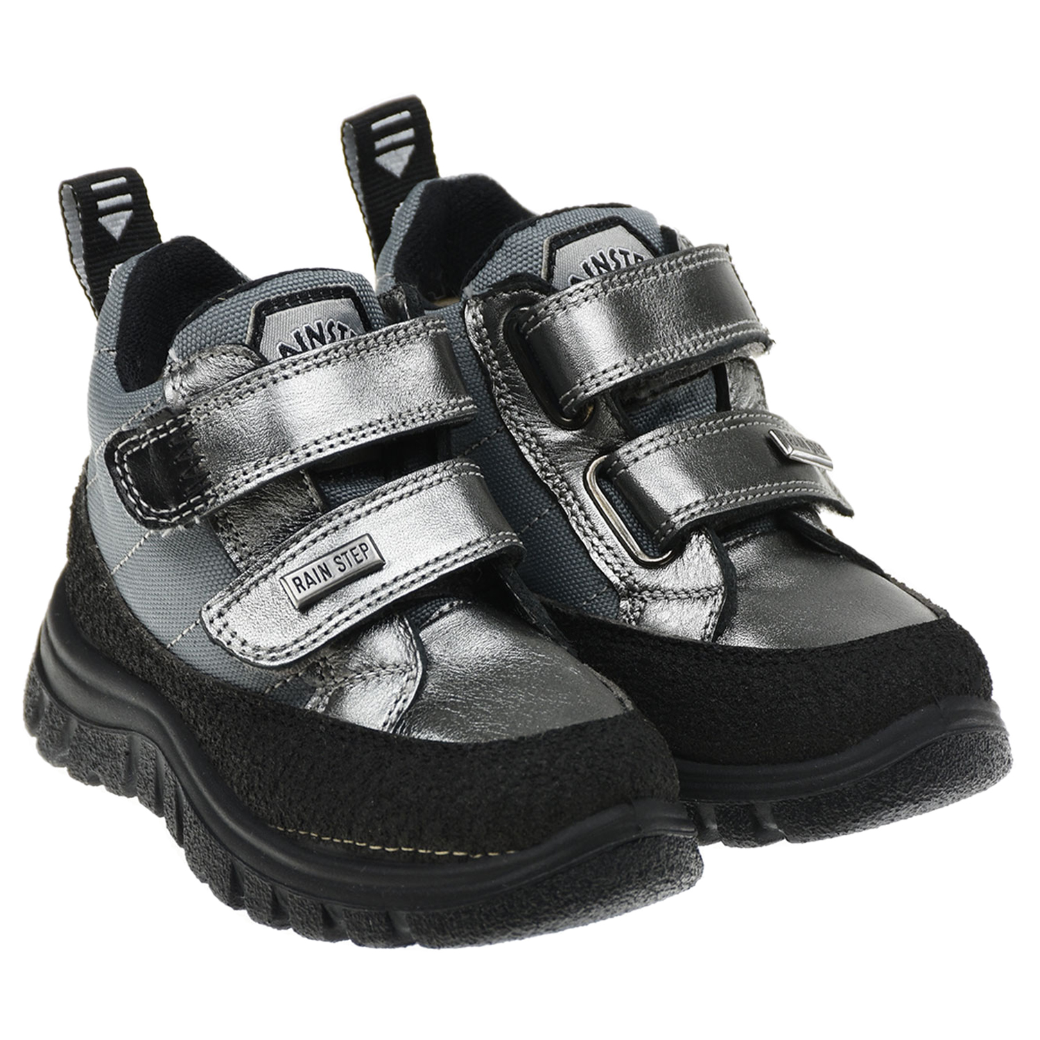 Высокие кроссовки с серебристой отделкой Naturino детские, размер 23, цвет серебристый - фото 1