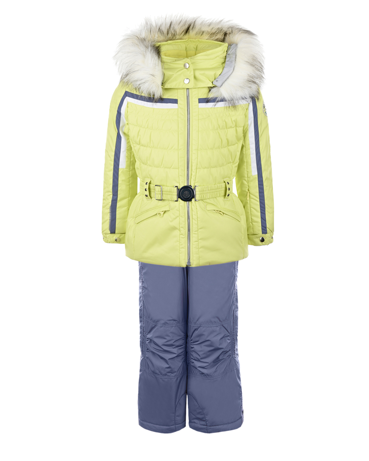 Зимний комплект из салатовой куртки и серого полукомбинезона Poivre Blanc детский, размер 104, цвет салатовый