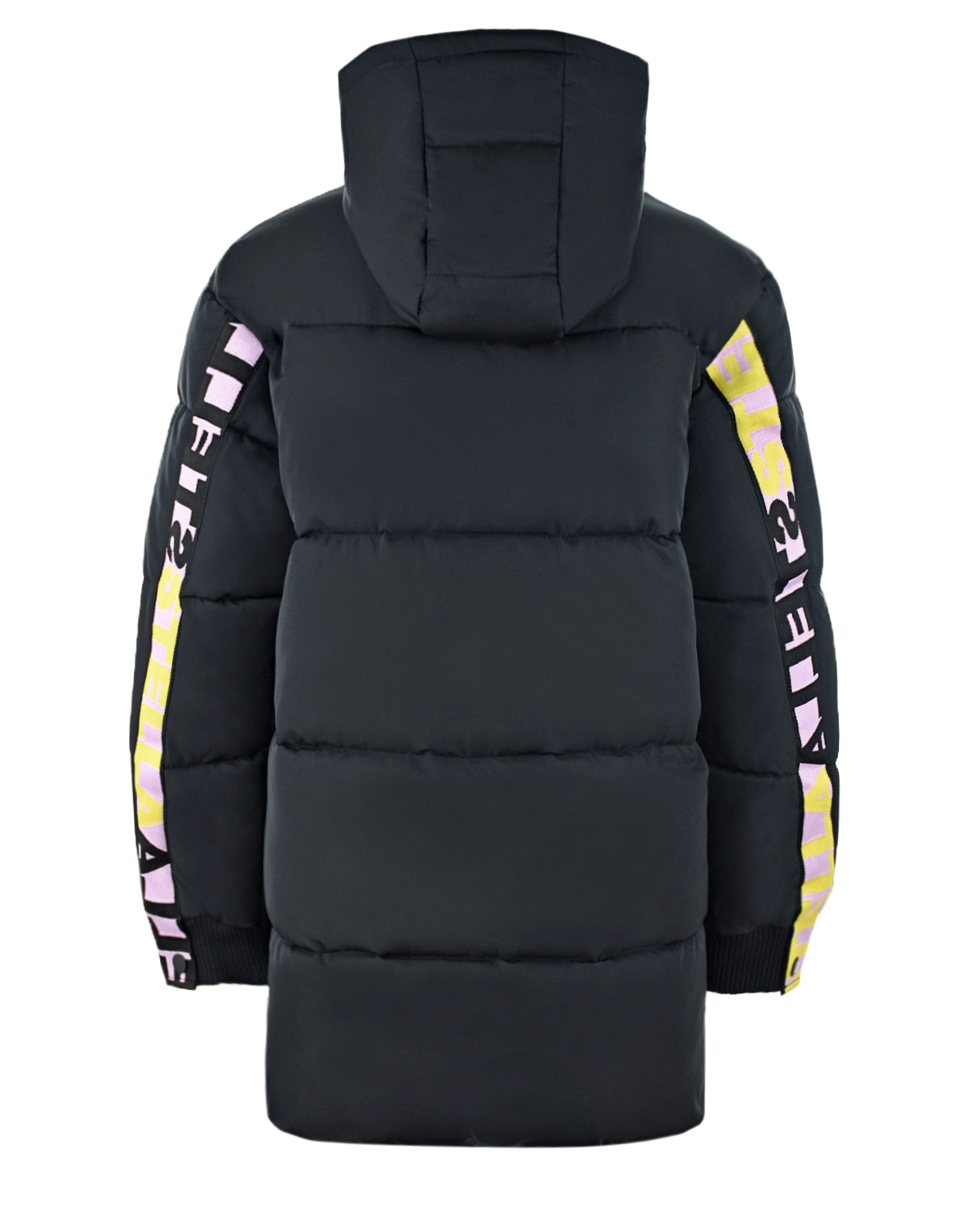 Удлиненная куртка с лампасами на рукавах Stella McCartney детская, размер 140, цвет черный - фото 2