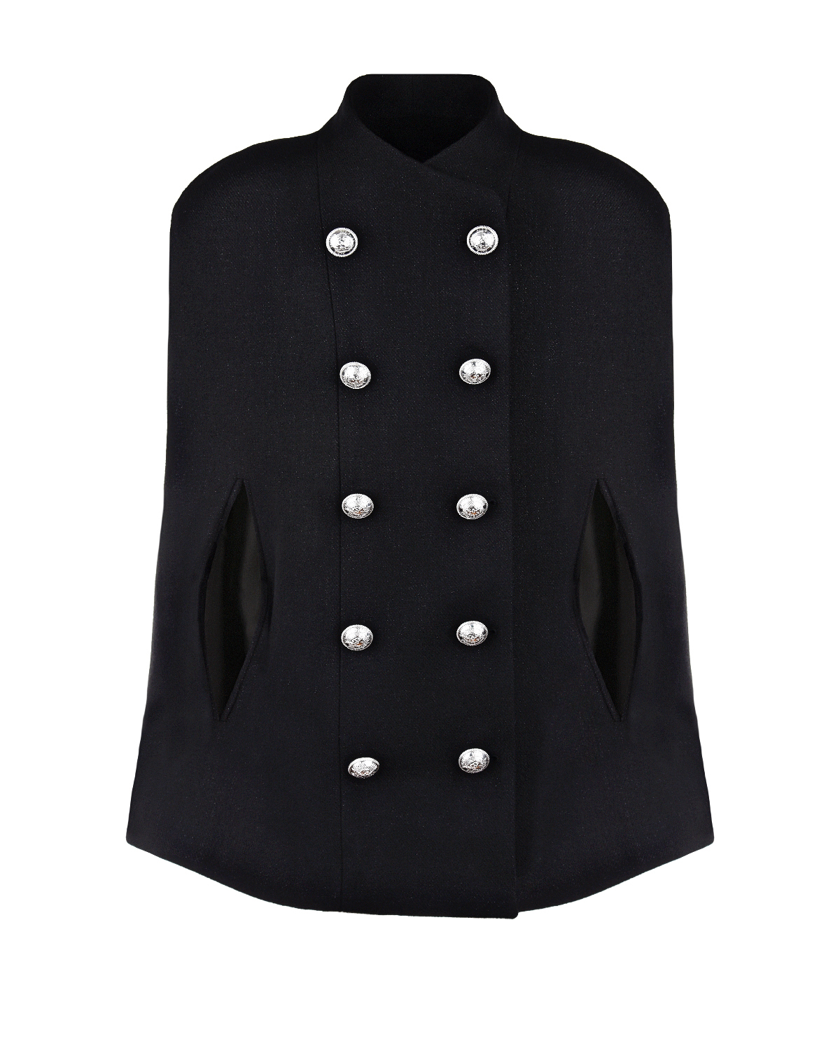Черное пальто-кейп из шерсти Balmain детское, размер 152, цвет черный - фото 3
