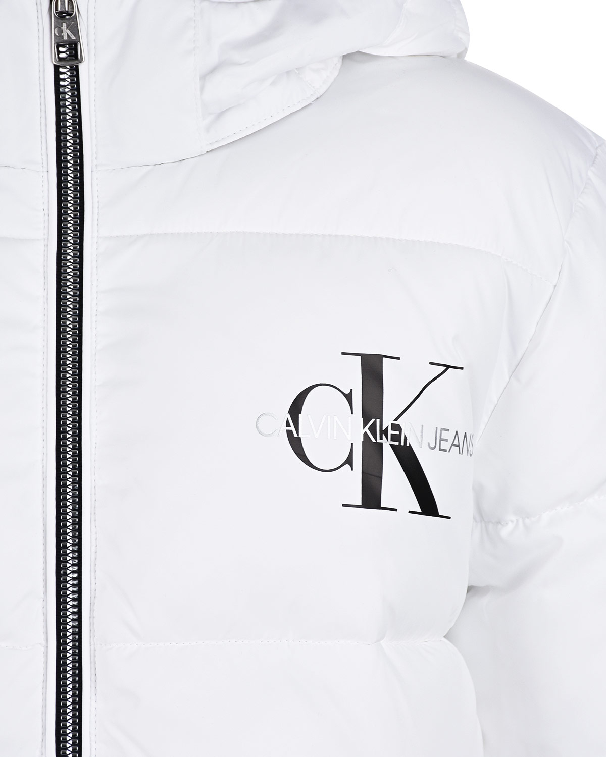 Белая стеганая куртка с логотипом Calvin Klein детская, размер 140, цвет белый - фото 4