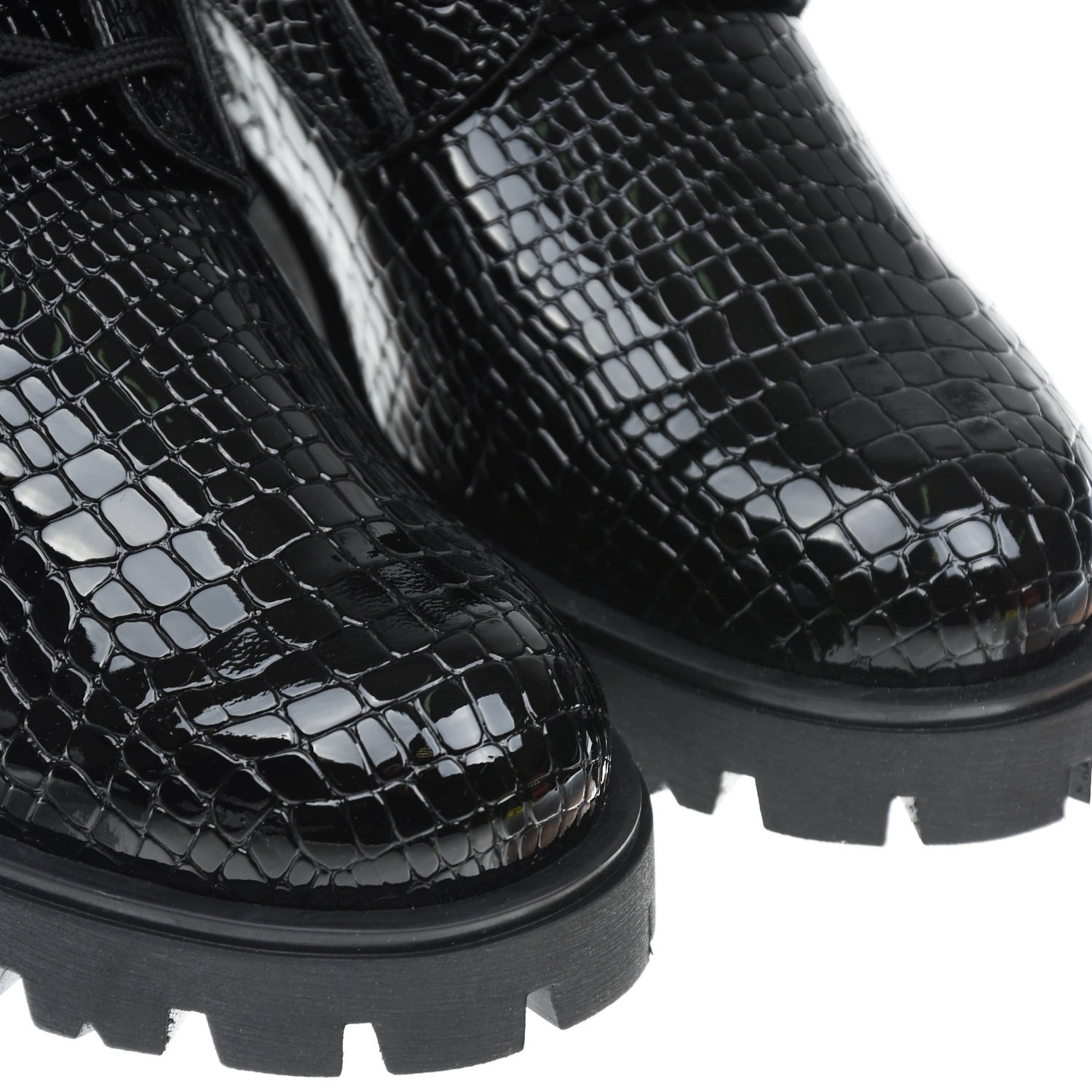 Ботинки из лакированной кожи с узором под крокодила CULT детские, размер 37, цвет черный - фото 7