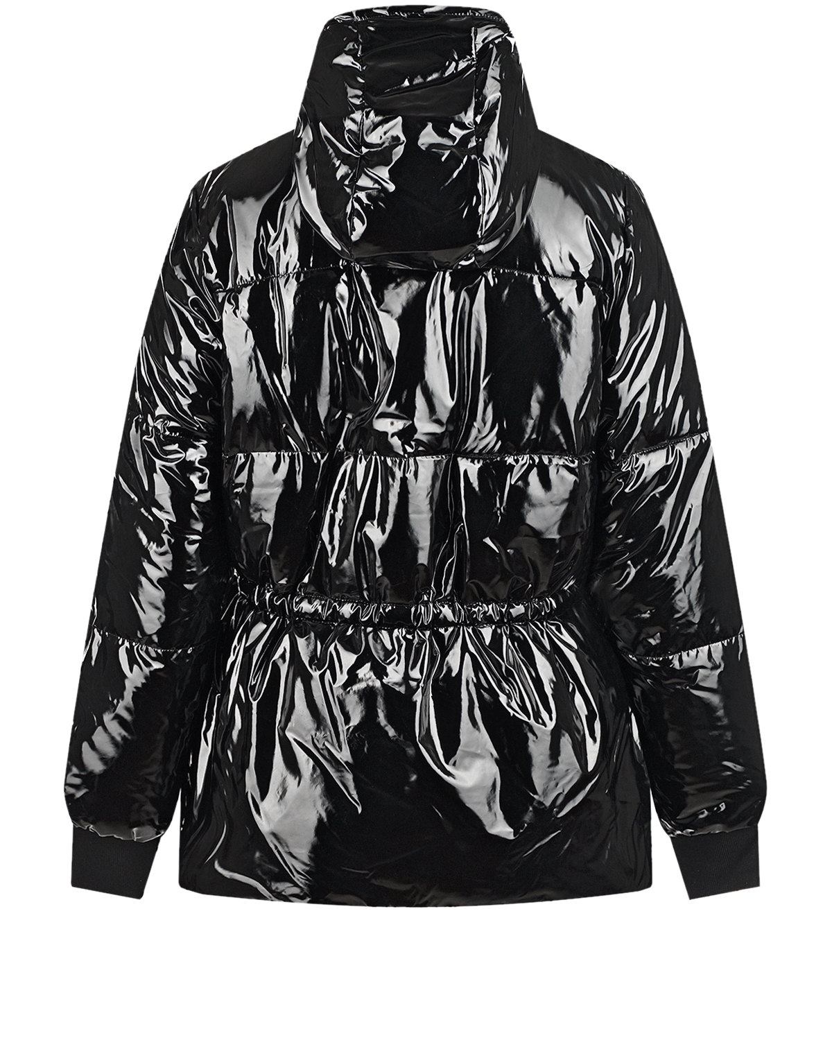 Черная куртка с глянцевым эффектом DKNY детская, размер 176, цвет черный - фото 2