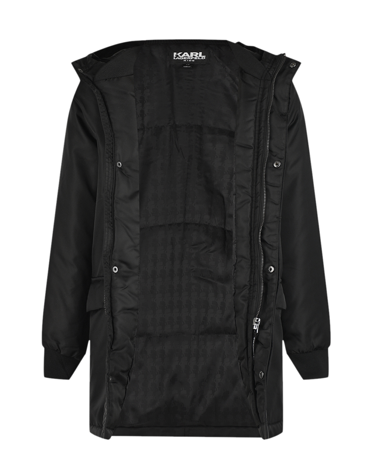 Черное пальто с объемными карманами Karl Lagerfeld kids детское, размер 140, цвет черный - фото 3