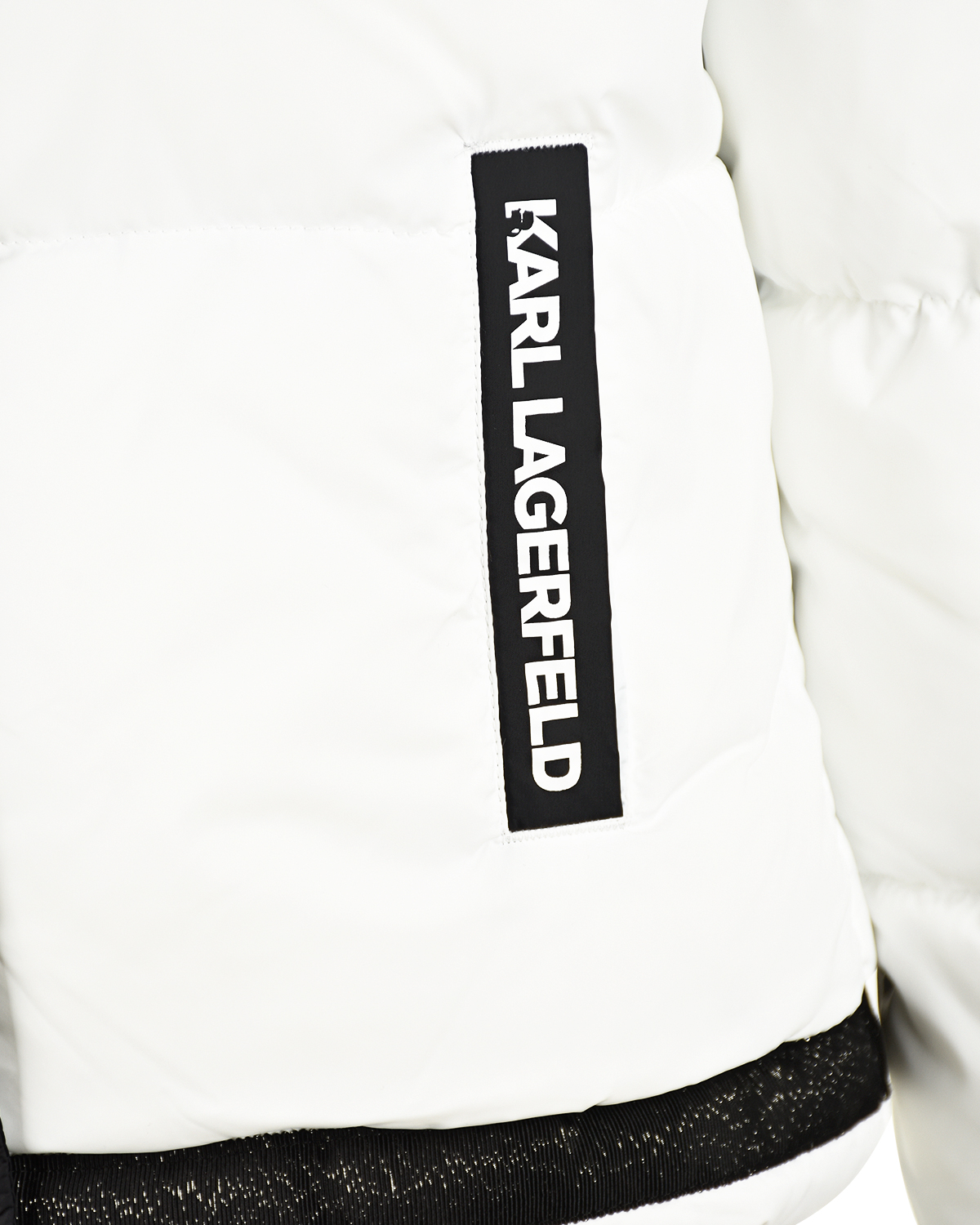 Белый короткий пуховик с черными вставками Karl Lagerfeld kids детский, размер 140 - фото 5