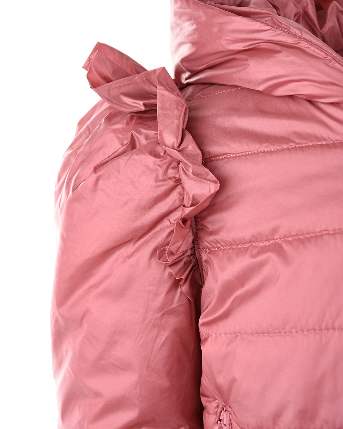 Бордовая стеганая куртка с рюшами Monnalisa детская, размер 104, цвет бордовый - фото 3