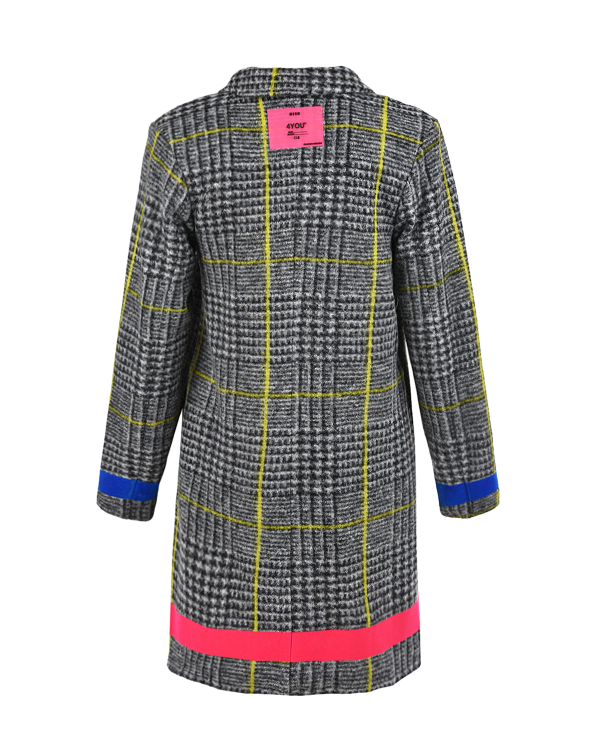 Серое пальто с контрастной отделкой в полоску MSGM детское, размер 140, цвет мультиколор - фото 2