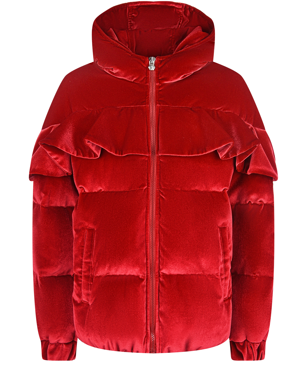 Красная бархатная куртка с воланом Philipp Plein детская
