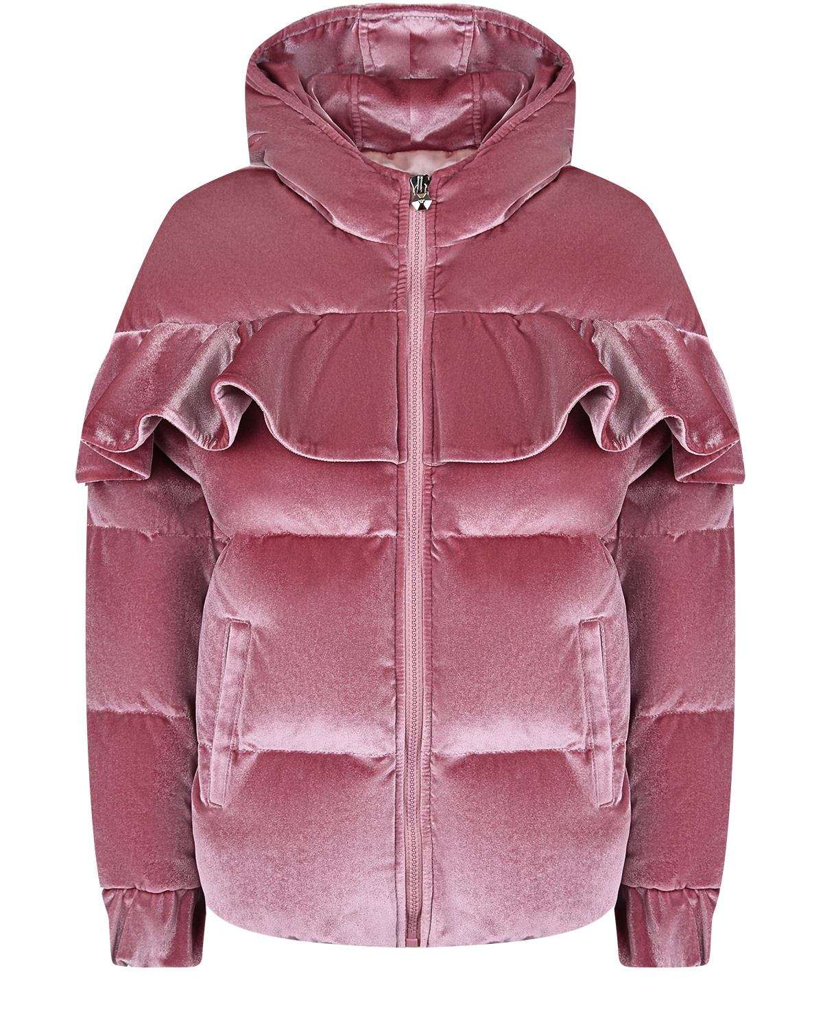 Розовая бархатная куртка с воланом Philipp Plein детская