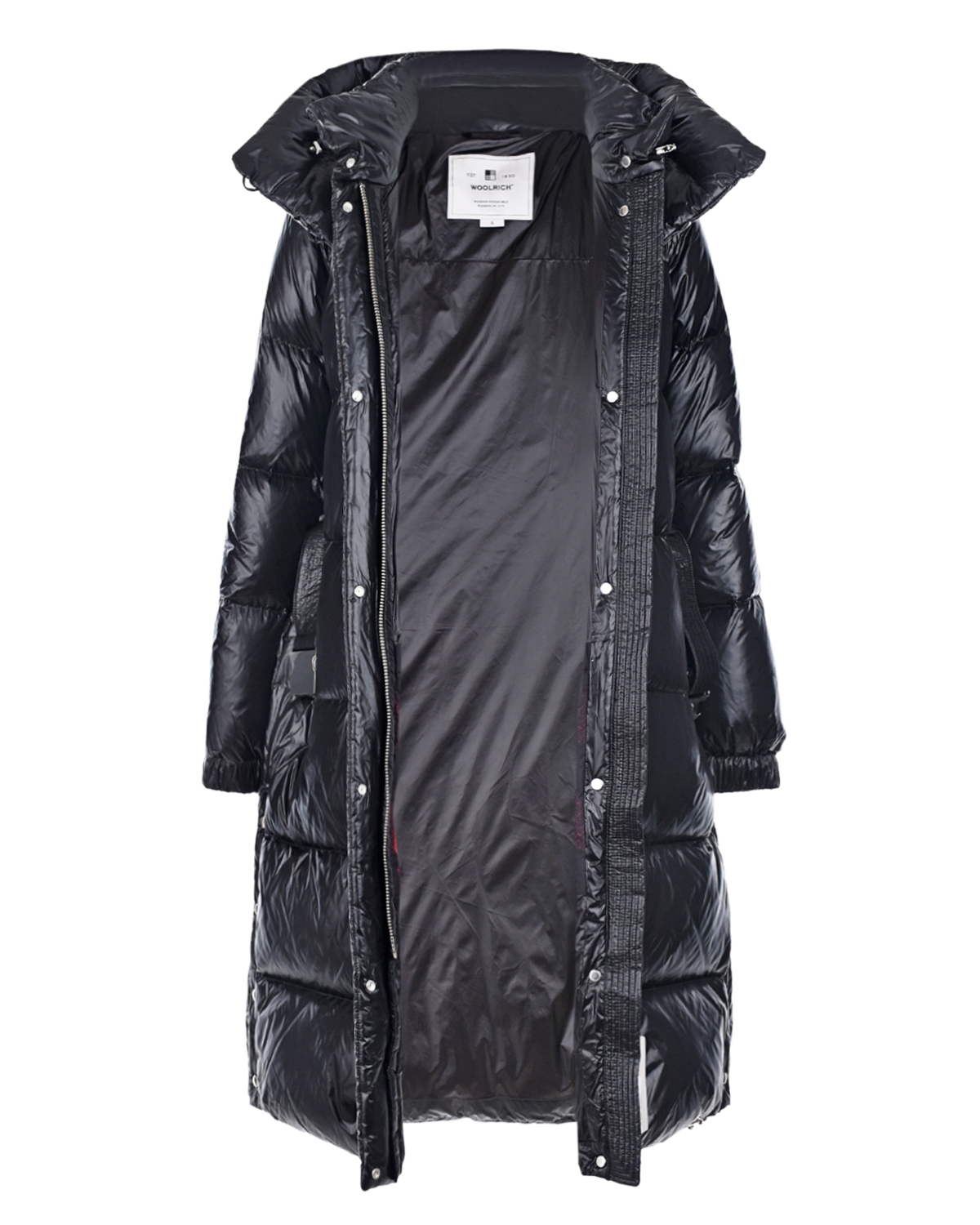 Черное пальто-пуховик с капюшоном Woolrich, размер 40, цвет черный - фото 6