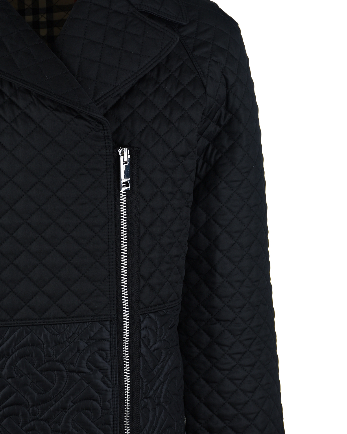 Стеганое пальто с асимметричной молнией Burberry детское, размер 164, цвет черный - фото 3
