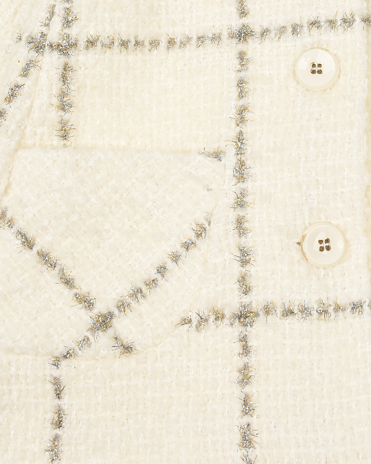 Кремовое пальто в крупную клетку Monnalisa детское, размер 92, цвет кремовый - фото 4