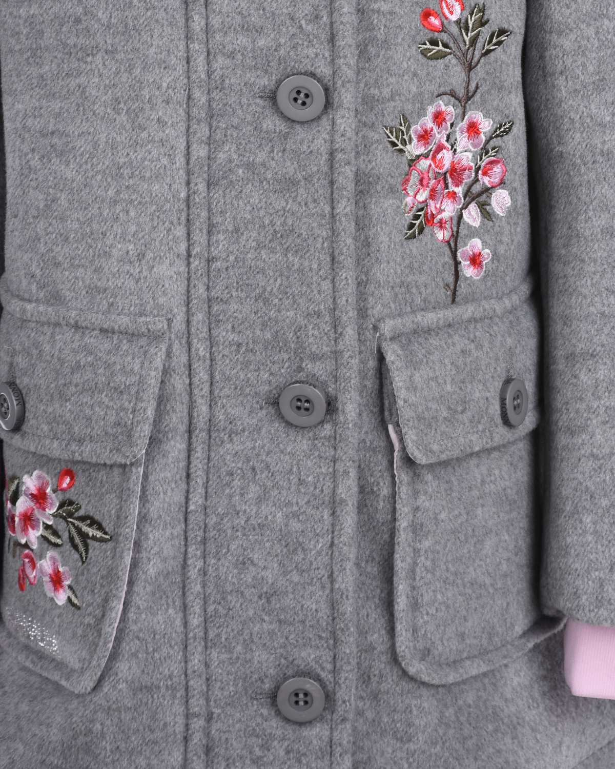 Серое пальто с розовым мехом Monnalisa детское, размер 128, цвет серый - фото 5