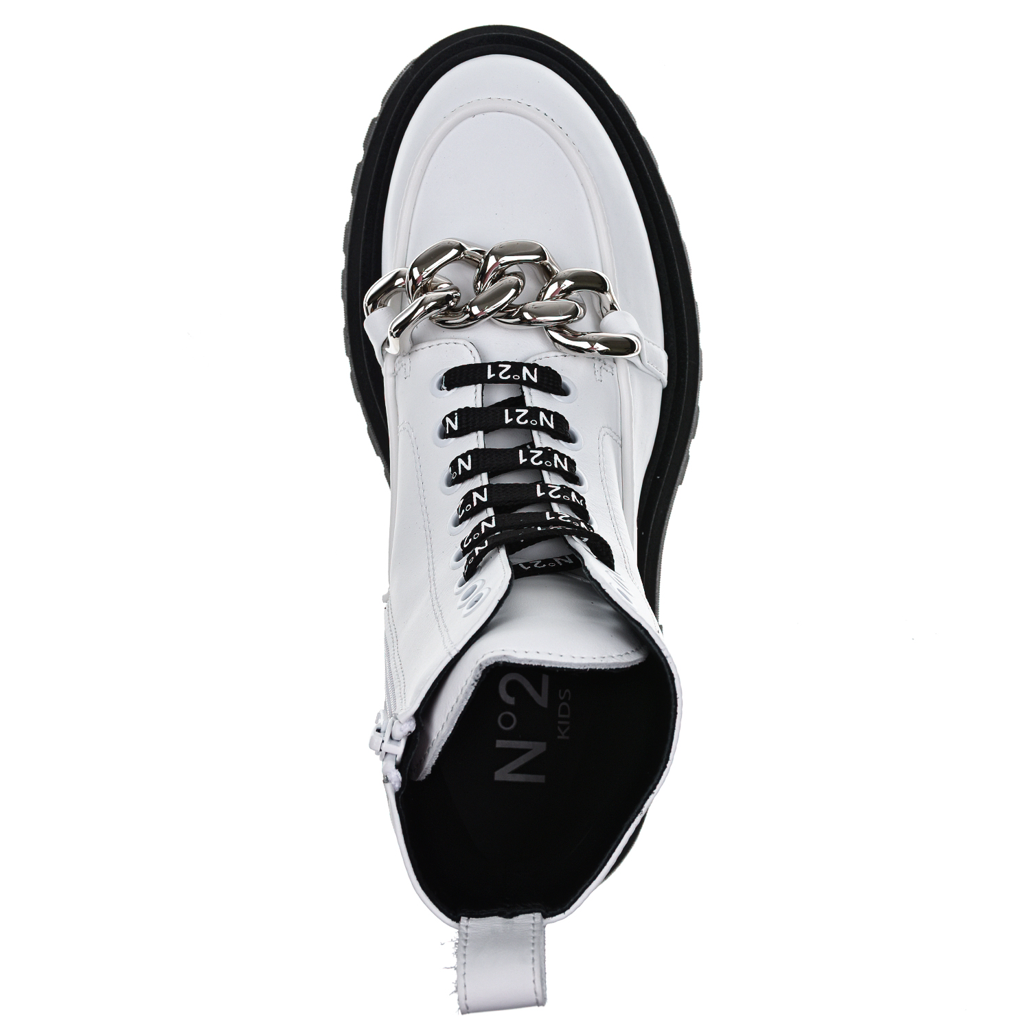 Белые ботинки с цепью No. 21 детские, размер 39, цвет белый - фото 6