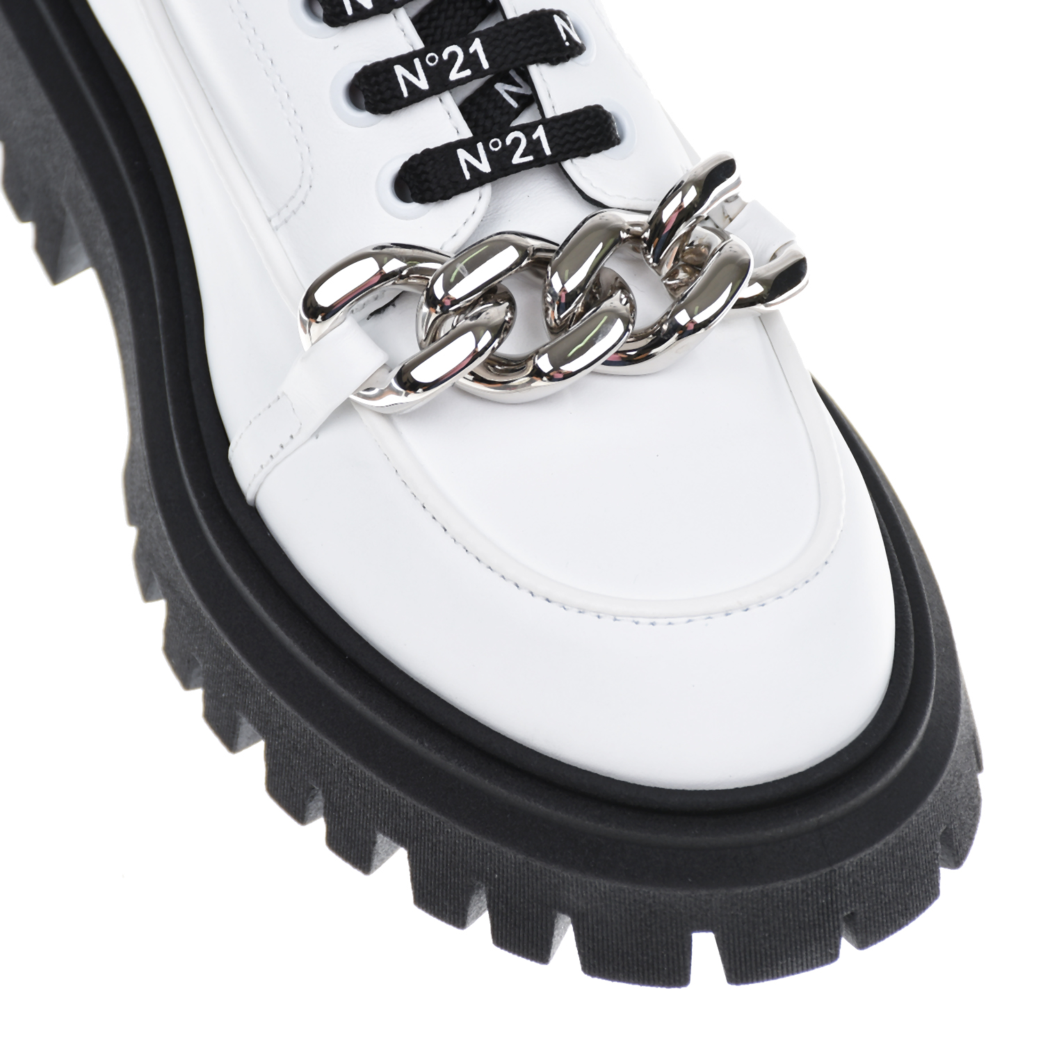 Белые ботинки с цепью No. 21 детские, размер 39, цвет белый - фото 8