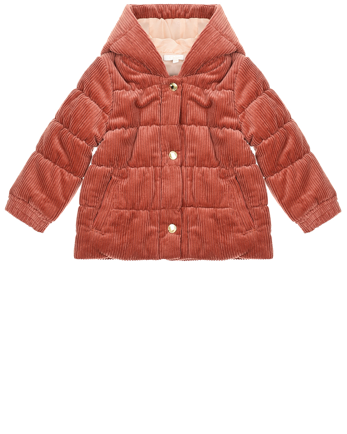 Вельветовое пальто с капюшоном Chloe детское, размер 86, цвет розовый
