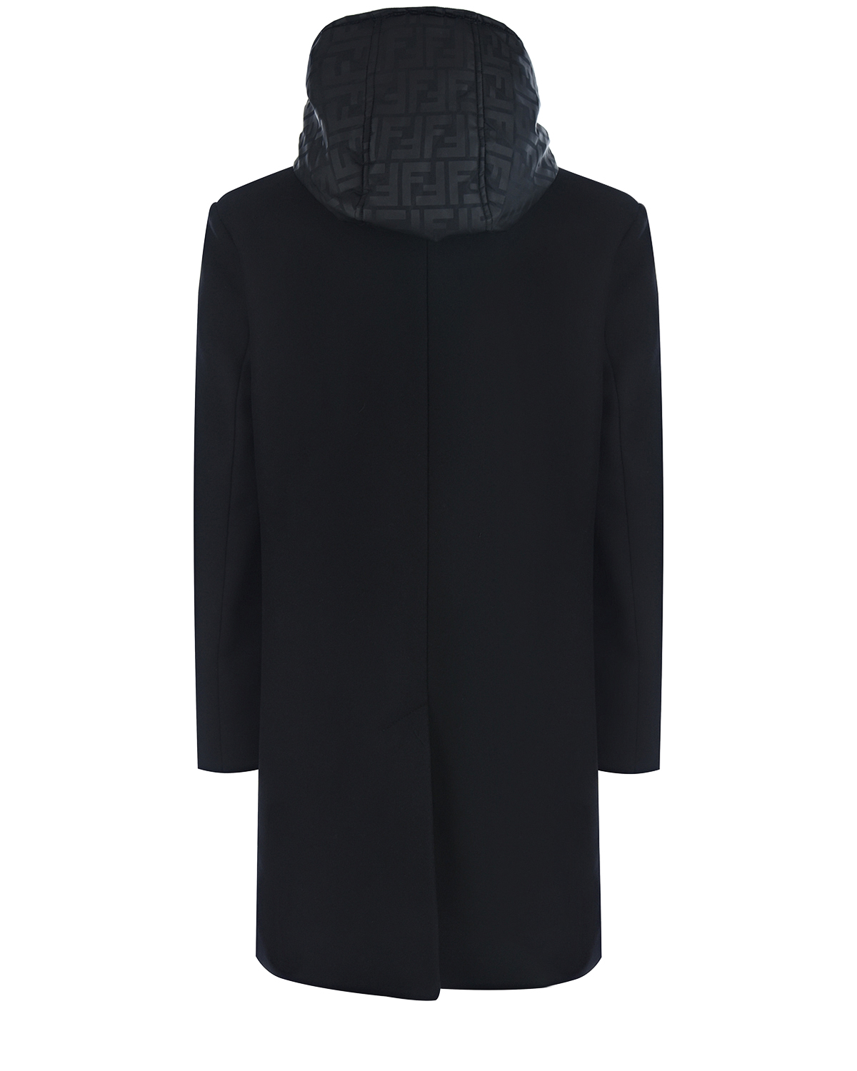 Черное пальто с капюшоном Fendi детское, размер 128, цвет черный - фото 2