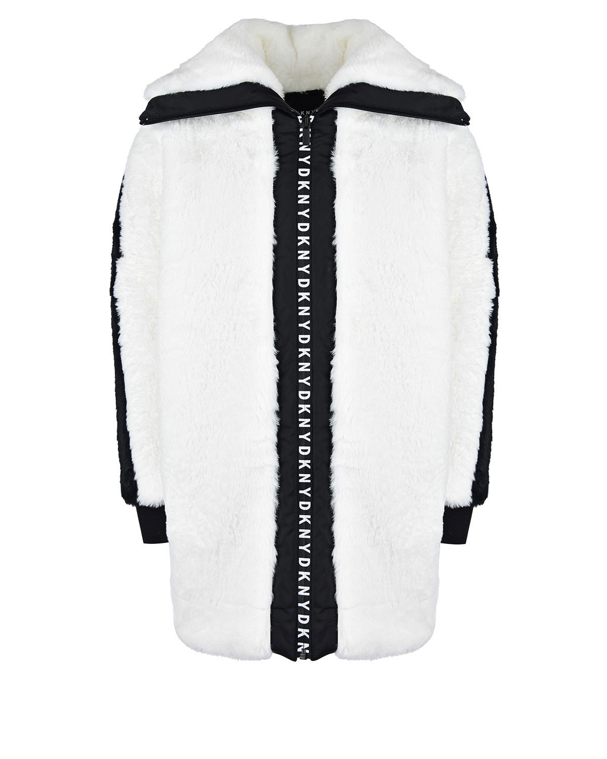Белая куртка из эко-меха DKNY детская, размер 140, цвет белый - фото 1