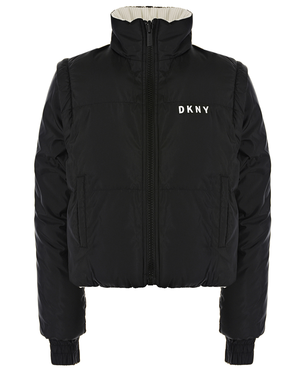 Двухсторонняя черно-белая куртка DKNY детская, размер 152, цвет мультиколор - фото 2