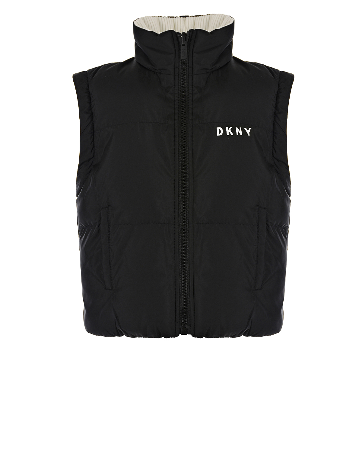 Двухсторонняя черно-белая куртка DKNY детская, размер 152, цвет мультиколор - фото 4