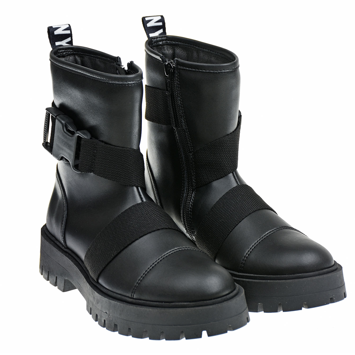 Черные ботинки с пряжками-фастекс DKNY детские, размер 37, цвет черный