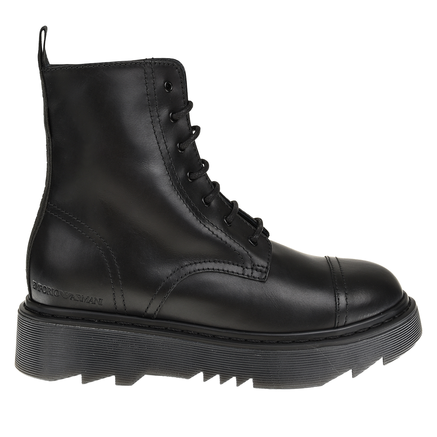 Высокие кожаные ботинки на шунровке и молнии Emporio Armani детские, размер 33, цвет черный - фото 2