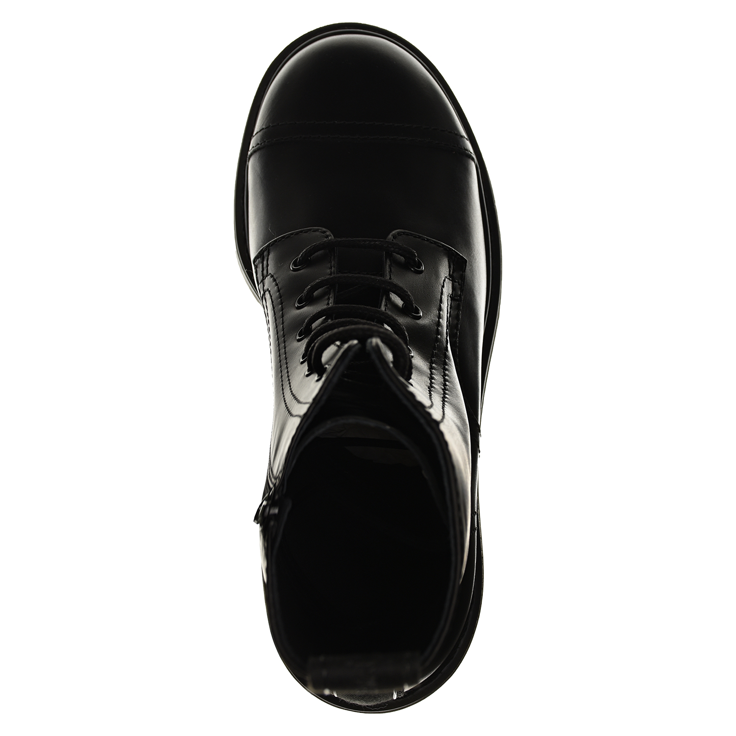 Высокие кожаные ботинки на шунровке и молнии Emporio Armani детские, размер 33, цвет черный - фото 4