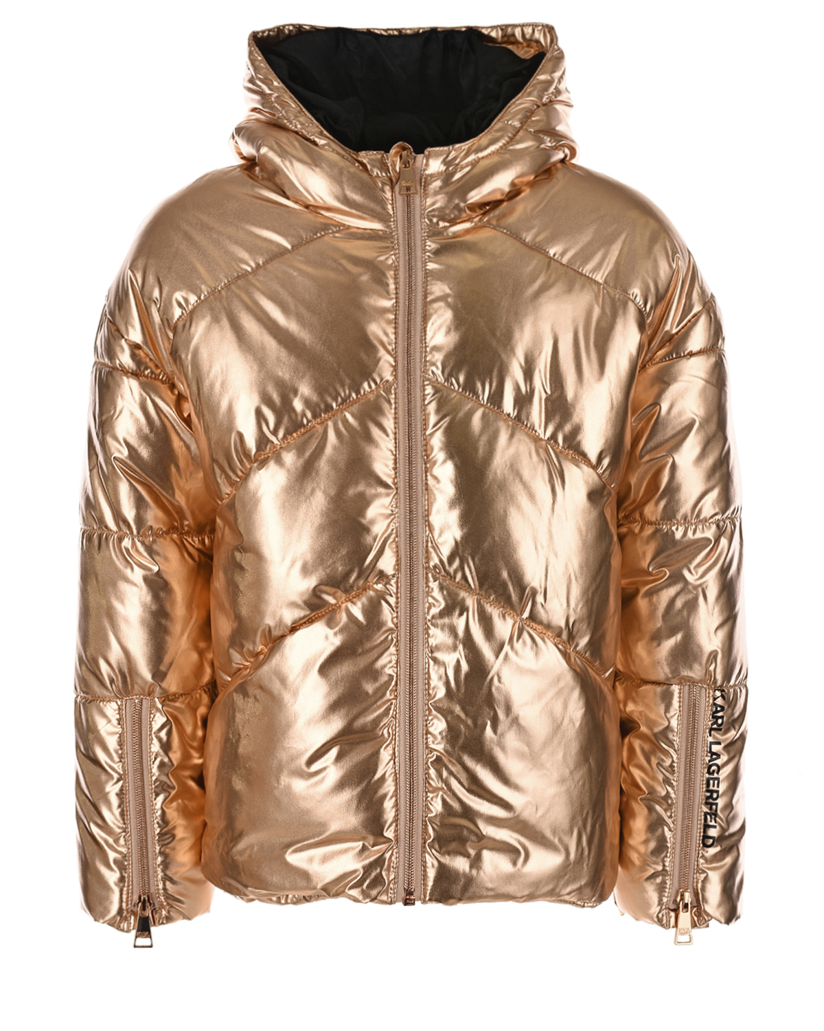 Стеганая куртка золотого цвета Karl Lagerfeld kids детская, размер 140 - фото 1