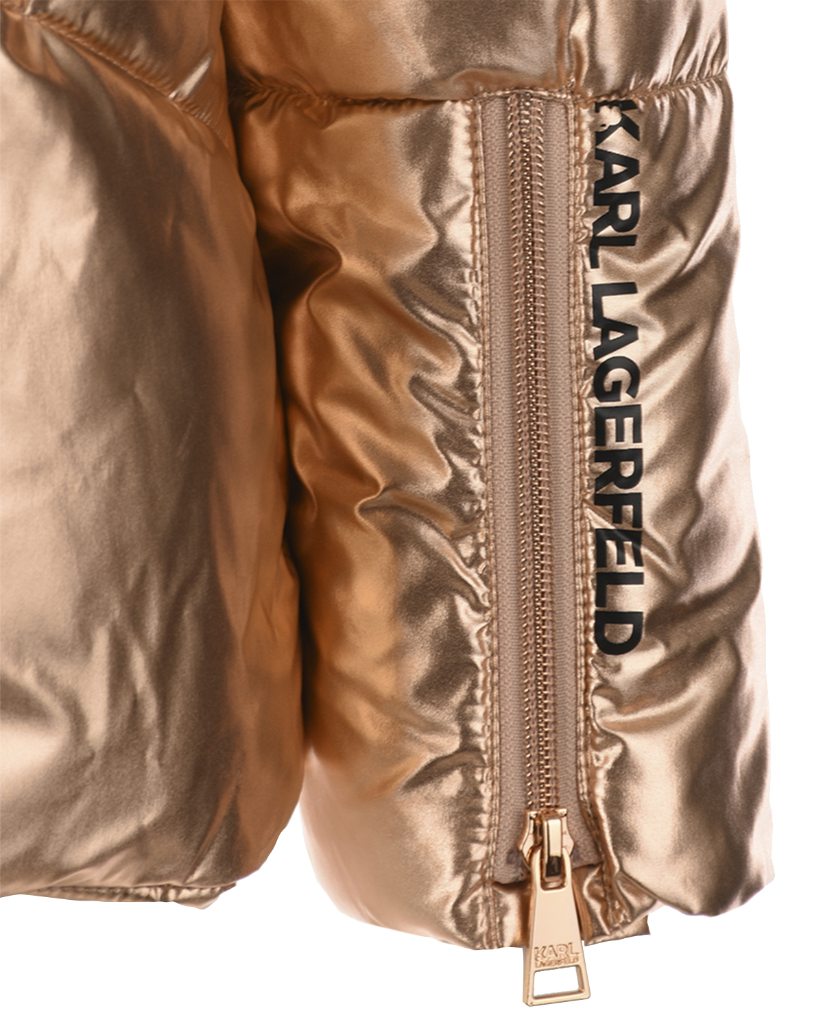 Стеганая куртка золотого цвета Karl Lagerfeld kids детская, размер 140 - фото 3