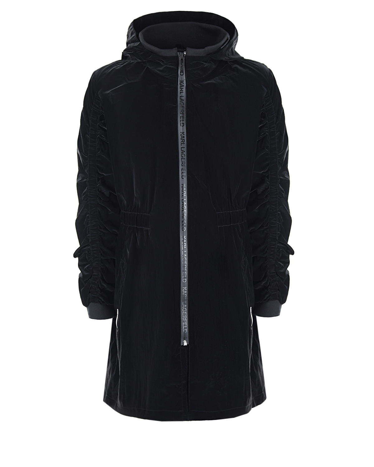 Черное пальто с капюшоном Karl Lagerfeld kids детское, размер 152, цвет черный - фото 1