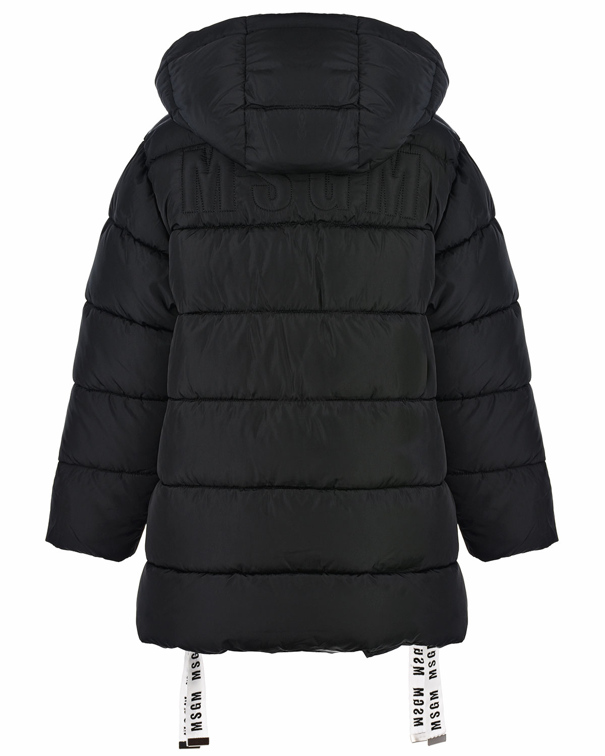 Черное стеганое пальто с капюшоном MSGM детское, размер 128, цвет черный - фото 2