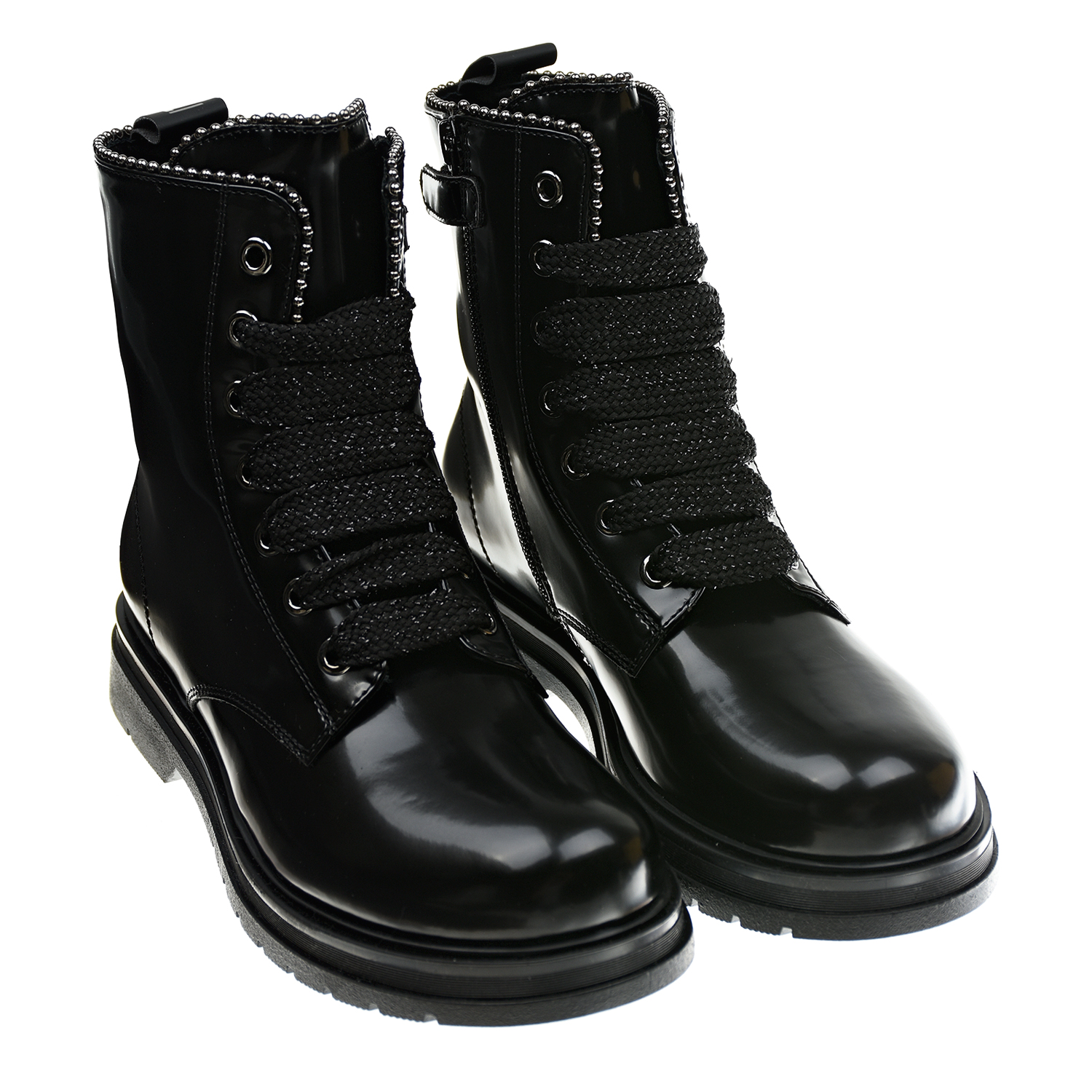 Черные ботинки с декором из бусин Morelli детские, размер 32, цвет черный