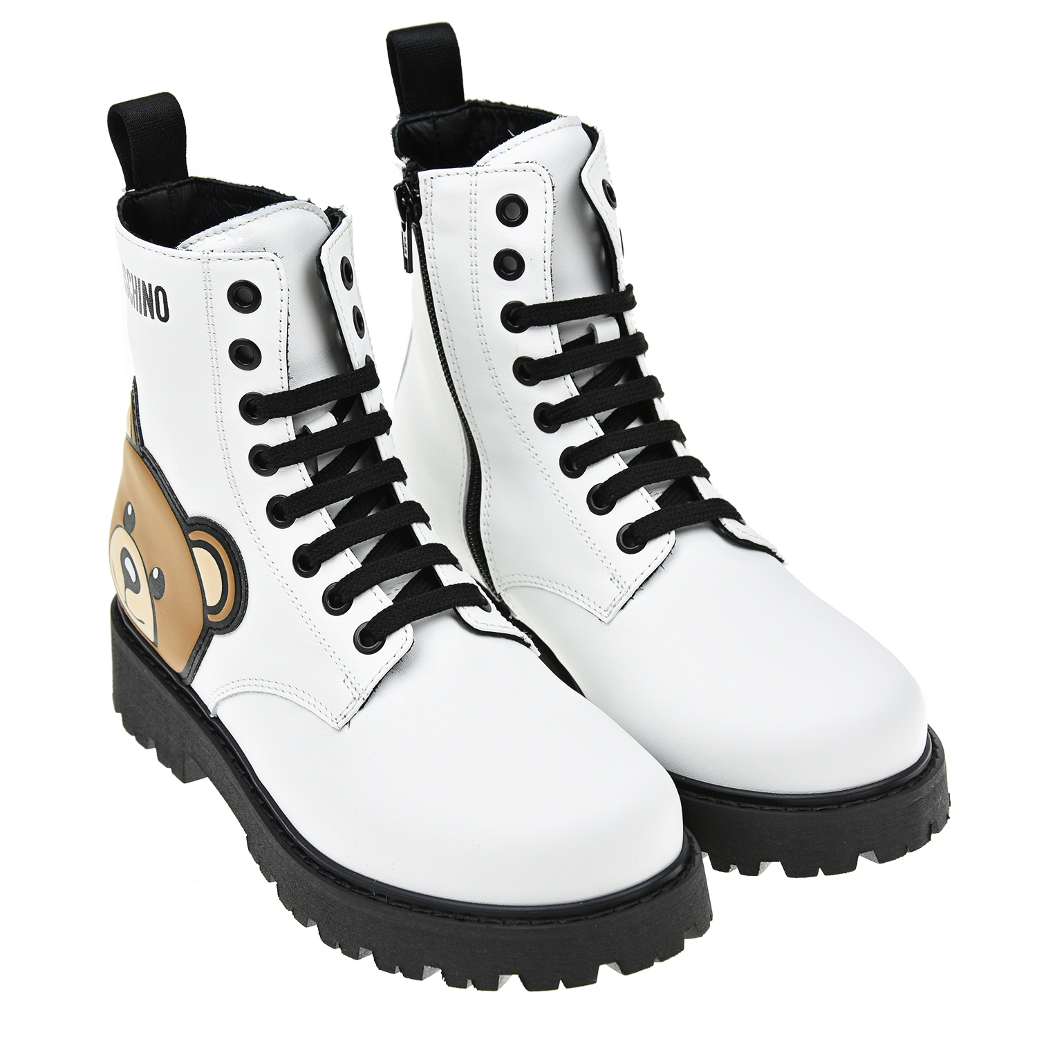 Белые ботинки с аппликацией Moschino детские, размер 35, цвет белый