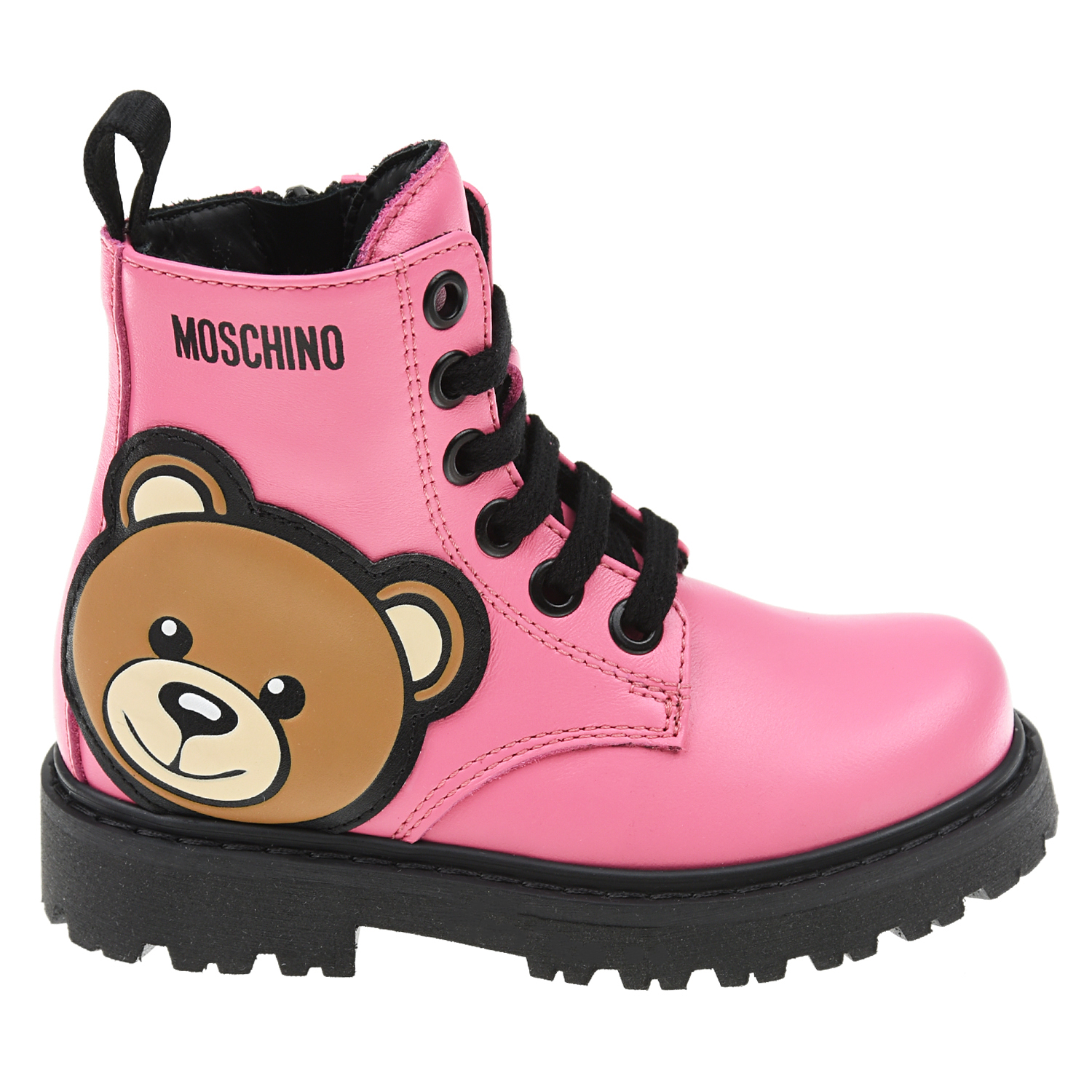 Розовые ботинки с боковой аппликацией Moschino детские, размер 36, цвет розовый - фото 2
