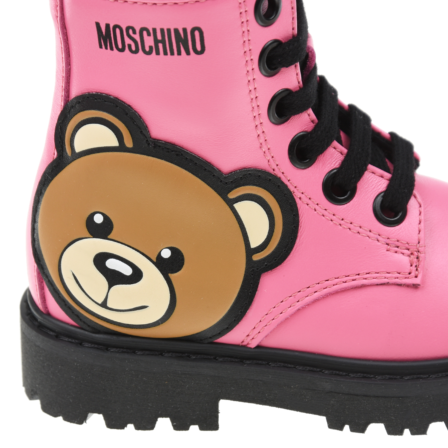 Розовые ботинки с боковой аппликацией Moschino детские, размер 36, цвет розовый - фото 7