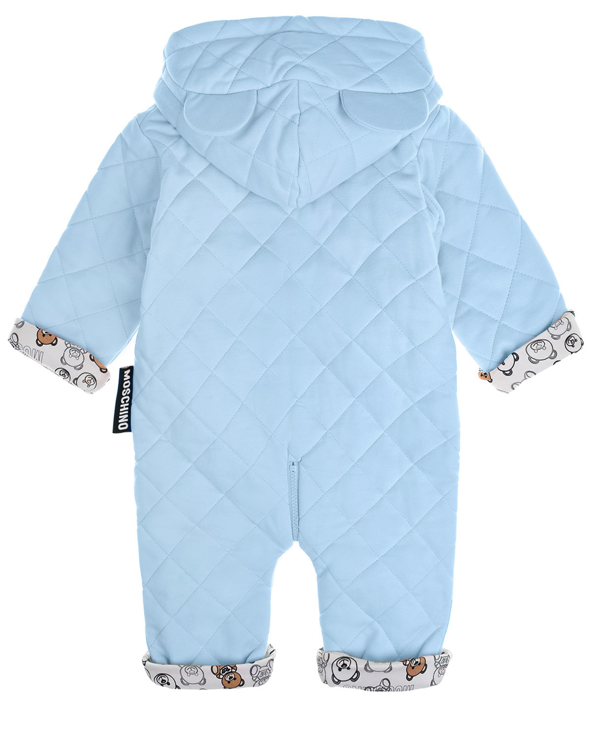 Голубой стеганый комбинезон Moschino детский, размер 62 - фото 2