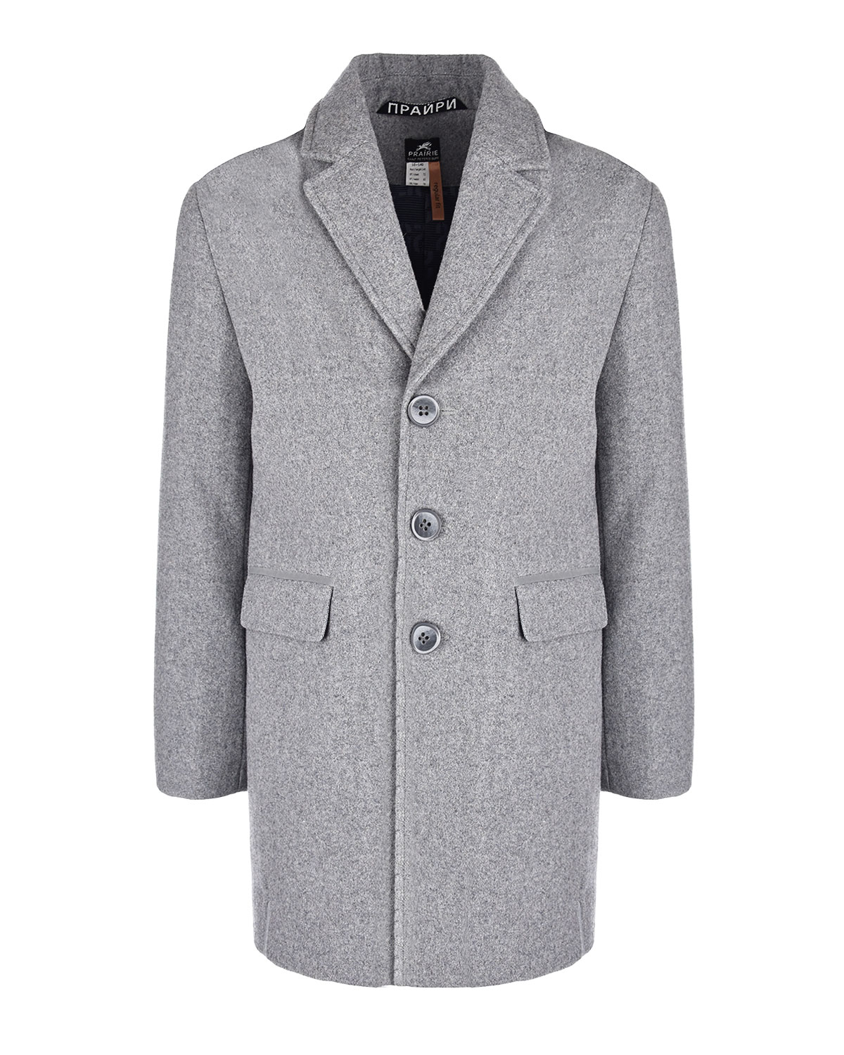 Серое пальто с капюшоном Prairie детское, размер 140, цвет серый - фото 3
