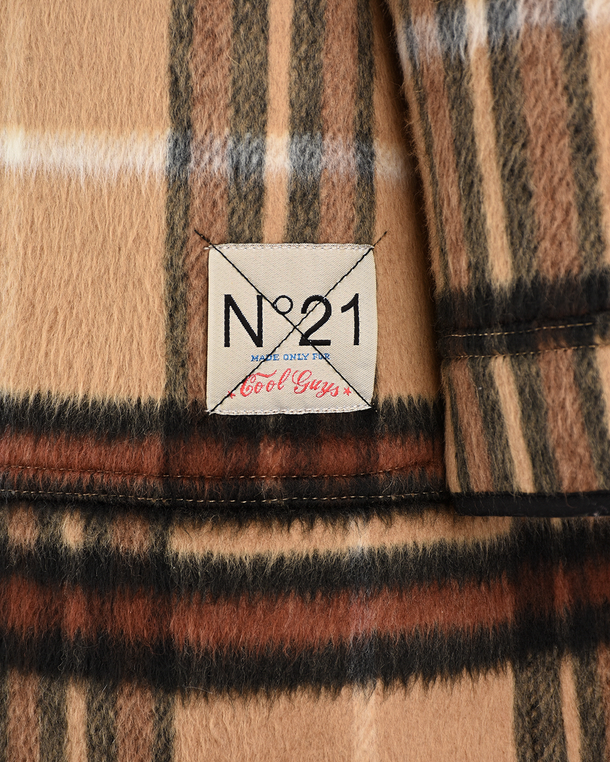 Бежевое пальто в клетку No. 21 детское, размер 140, цвет бежевый - фото 10