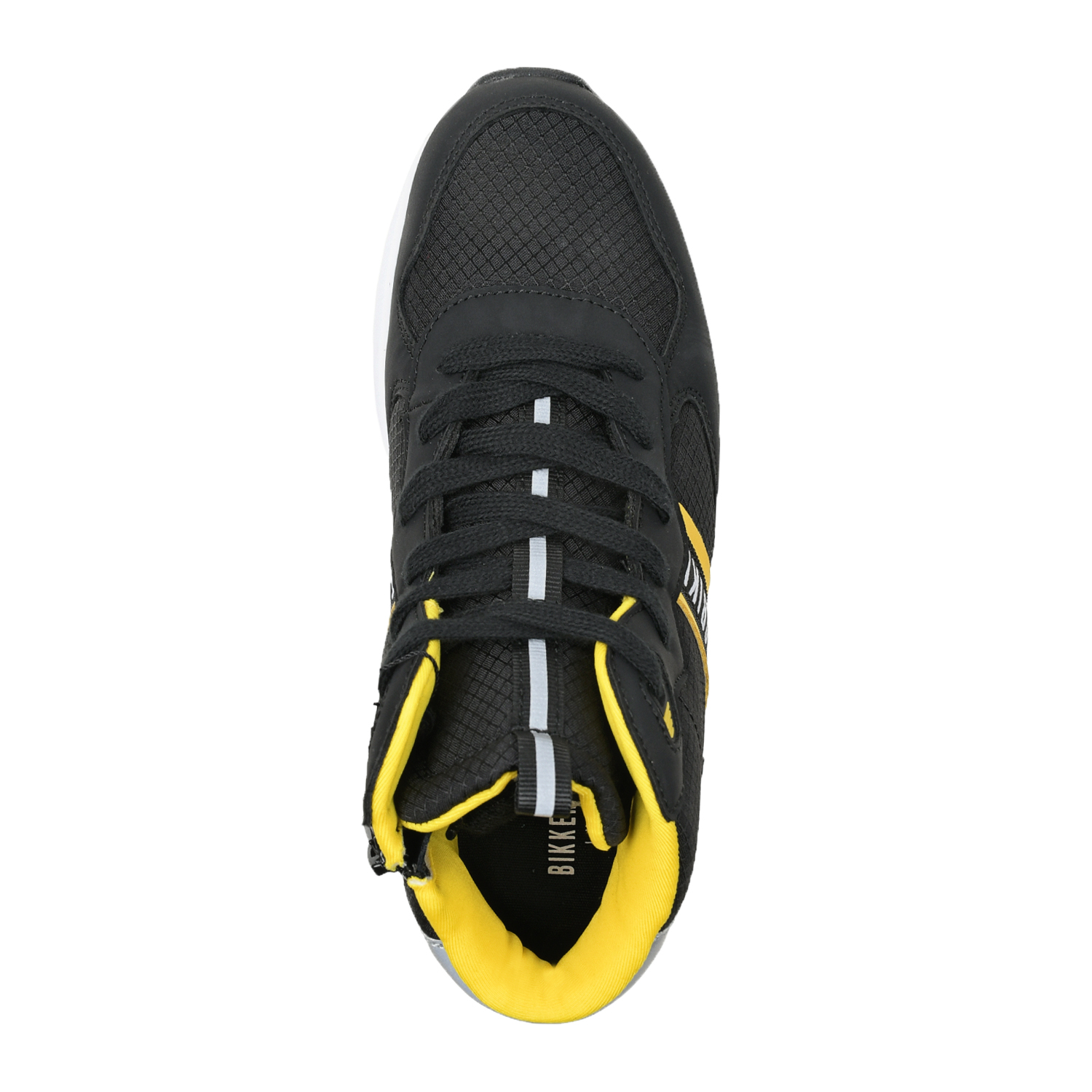 Черные высокие кроссовки с желтыми полосками Bikkembergs детские, размер 33, цвет нет цвета - фото 4
