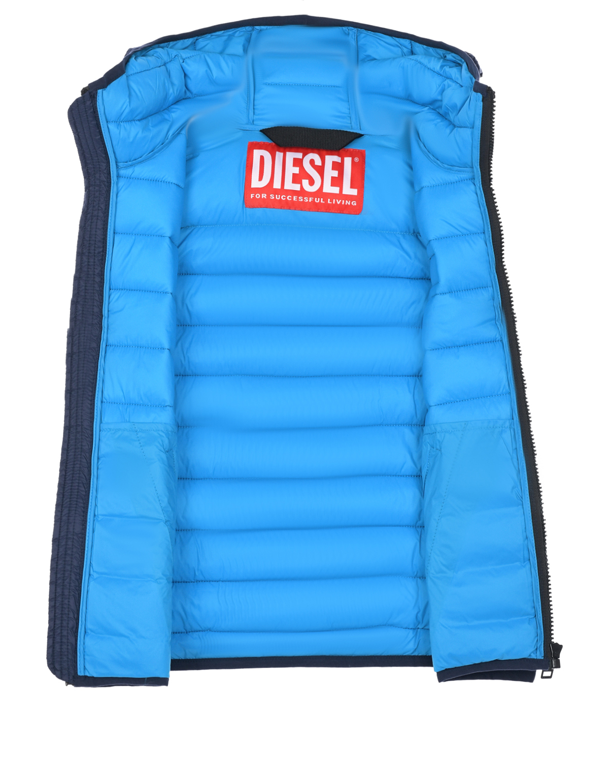 Темно-синий стеганый жилет с капюшоном Diesel детское, размер 152 - фото 3