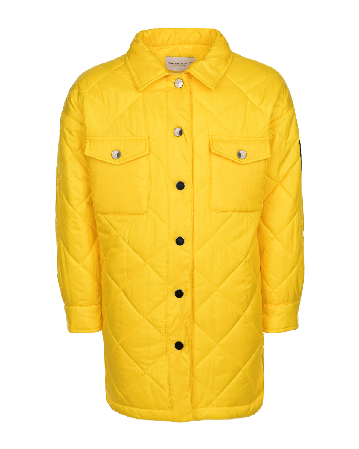 Желтая стеганая куртка с накладными карманами Ermanno Scervino детская, размер 128, цвет желтый - фото 1