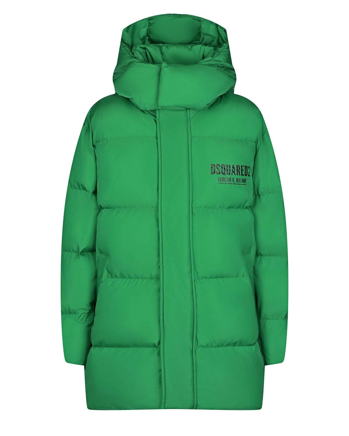 Зеленая стеганая куртка с капюшоном Dsquared2 детская, размер 152, цвет зеленый - фото 1