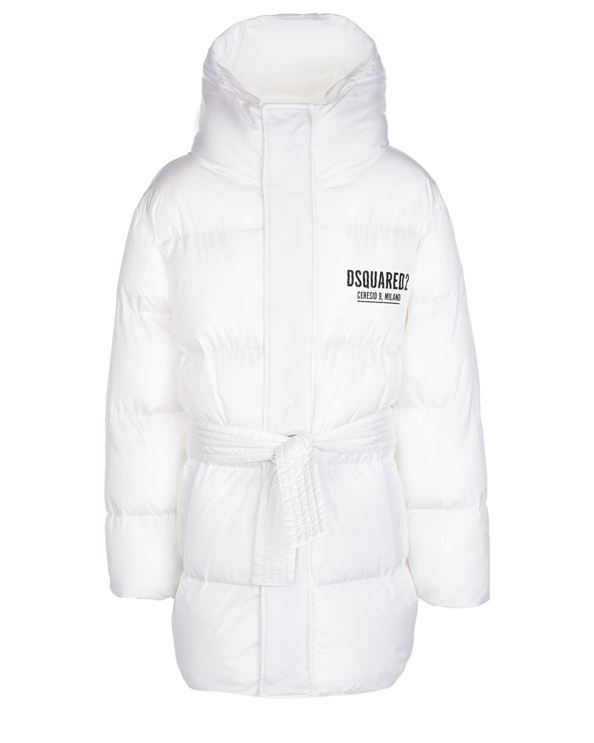 Белая стеганая куртка с капюшоном Dsquared2 детская, размер 176, цвет белый - фото 1