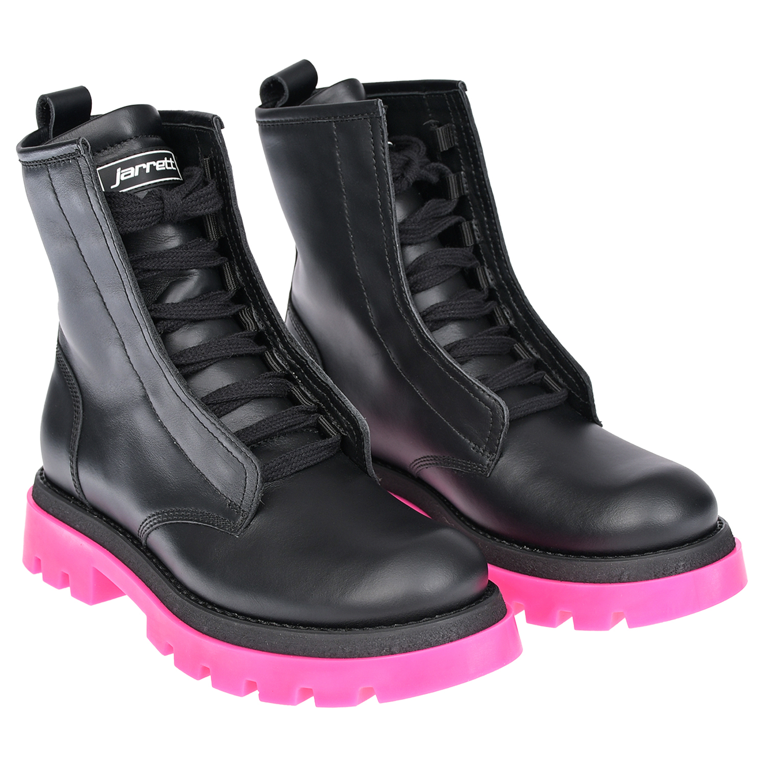 Кожаные ботинки с розовой подошвой Jarrett детские, размер 32, цвет черный - фото 1