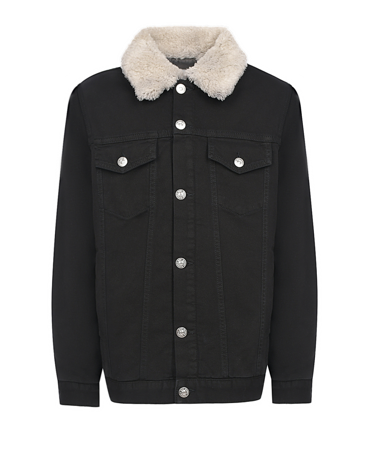 Джинсовая куртка с плюшевым воротником MM6 Maison Margiela детская, размер 140, цвет черный