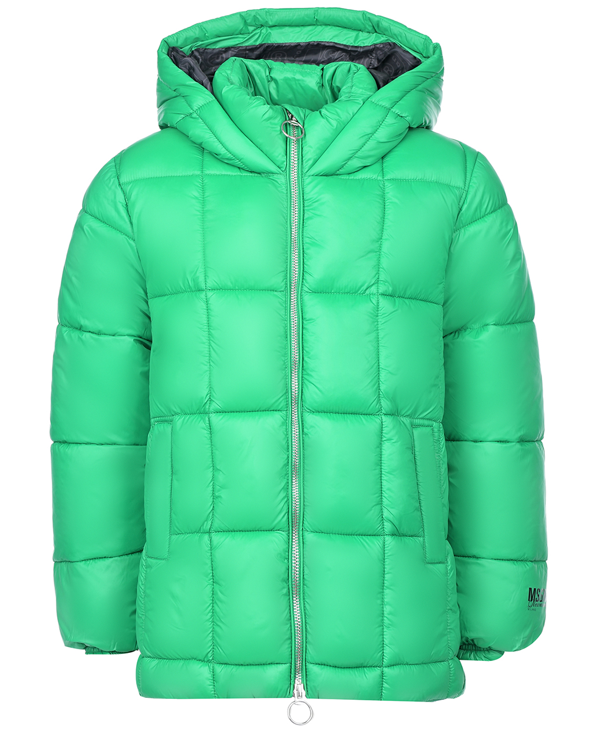 Зеленое стеганое пальто с капюшоном MSGM детское, размер 128, цвет зеленый - фото 1